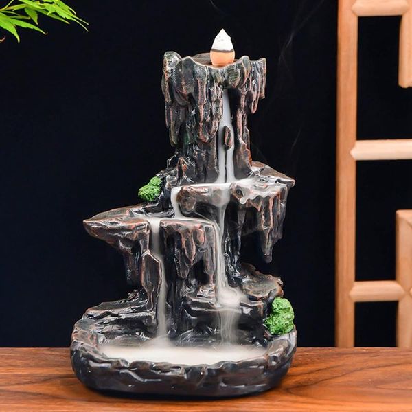 

fragrance lamps gift incense waterfall backflow fountains burner glowing ball home holder resin rockery ornaments
