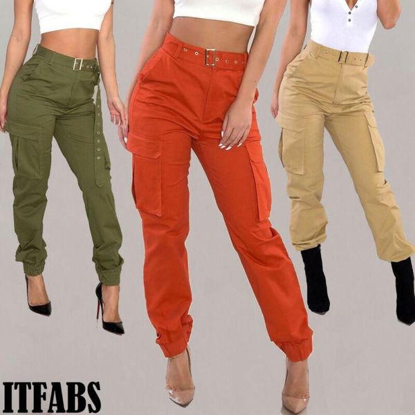 

women's pants & capris cargo solid with big pocket loose casual slim stretchy pant autumn winter, Black;white