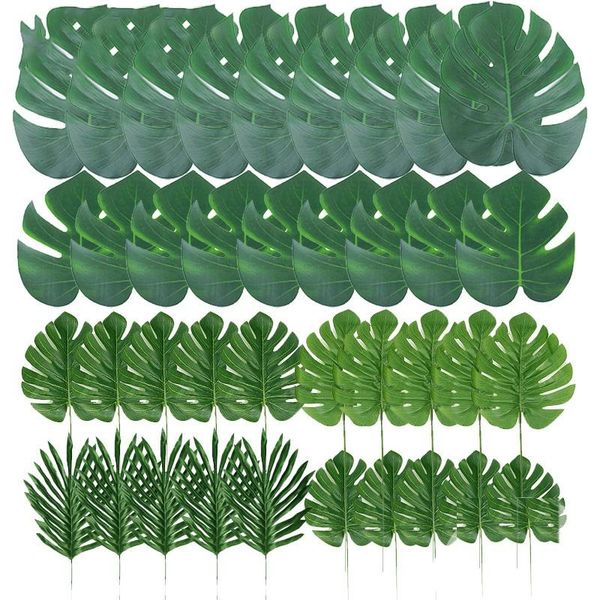 

45pcs artificial palm leaves for party tropical plants table decoration home garden decorative flowers & wreaths