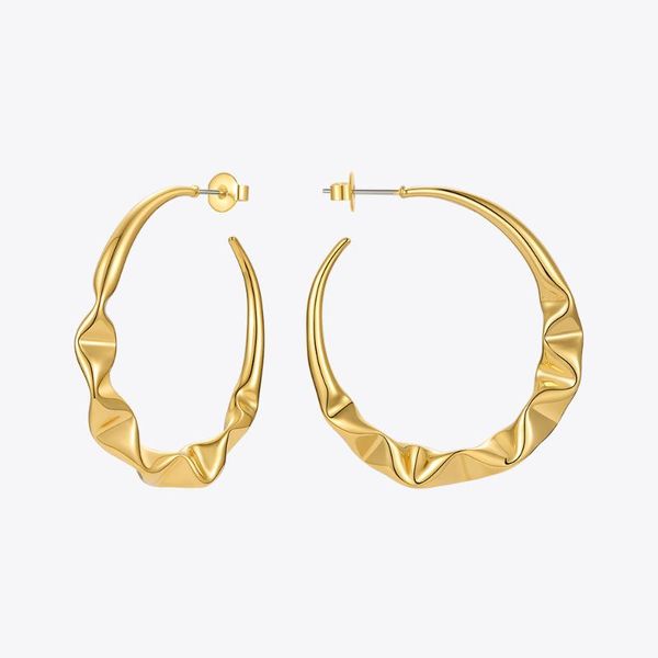 

hoop & huggie enfashion irregular earrings for women gold color fashion jewelry wave circle earring boucle oreille femme party e211272, Golden;silver