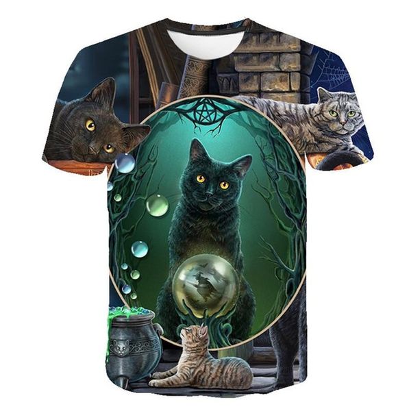 

2021 cool fashion t-shirt for men and women two cats print 3d tees summer short sleeve adults trendy casual couple short-sleeved, White