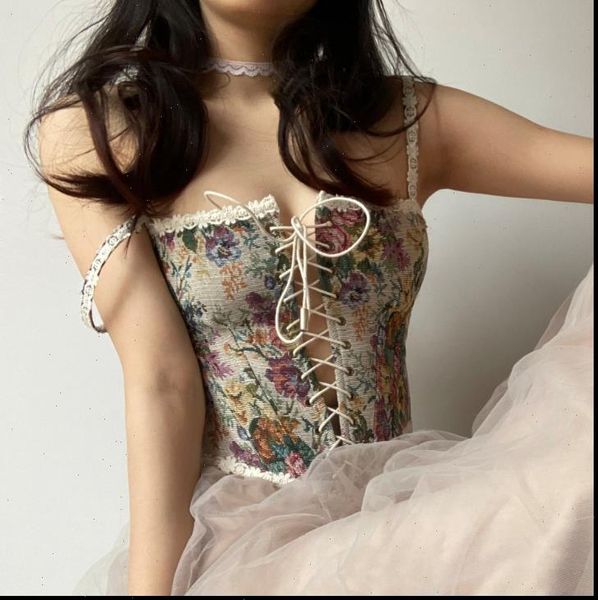 

vintage corset crop womens tanks bustier floral flower camisole, White