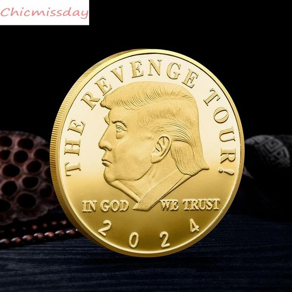 

trump 2024 coin commemorative craft the revenge tour save america again metal badge gold silver
