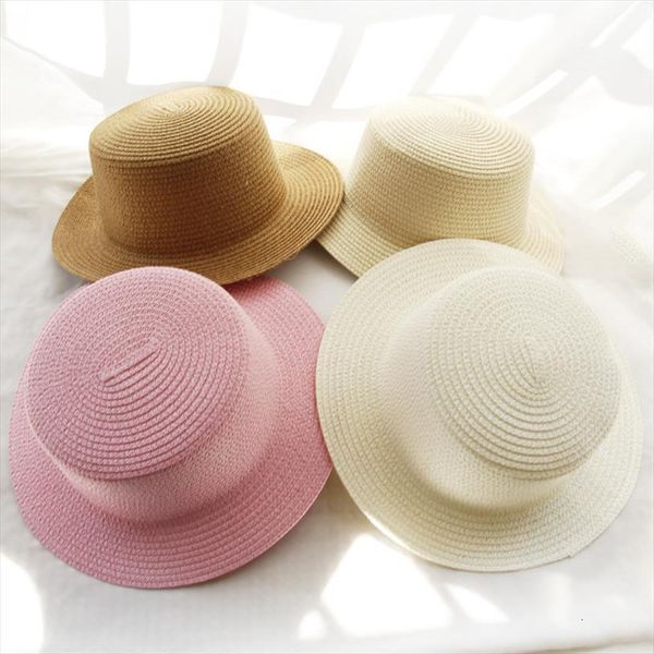 

Summer Parent Child Simplicity Solid Color Sun Hat Visor For Women Caps Fashionable Straw Sea Beach Trip Girl, Blue;gray