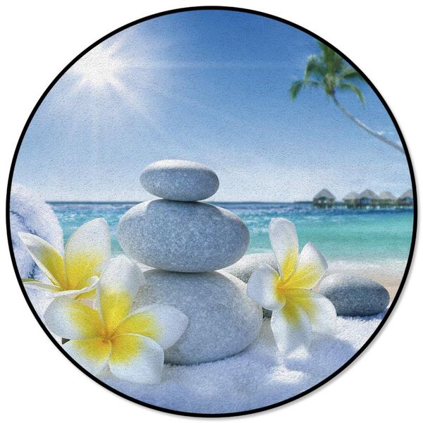 

carpets creative rugs for children rooms zen stones flowers tropical ocean pattern round carpet rug home living room bedroom