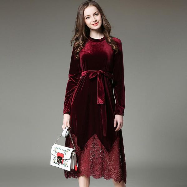 

casual dresses arrival muyoms a-line solid full lace knee-length regular natural o-neck winter a167, Black;gray