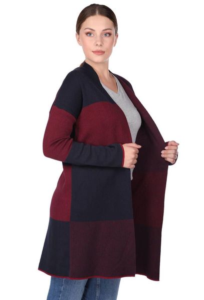 

women's knits & tees colorful long plaid women cardigan, White