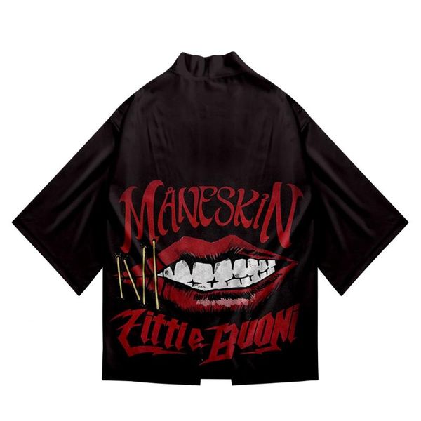 

ethnic clothing festival band maneskin 3d summer holiday women/men three quarter sleeve style blouse fashion kimono, Red