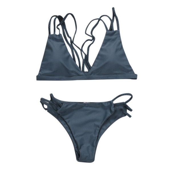 

women's swimwear women two piece bikini set straps bathing suit biquini moda praia, White;black