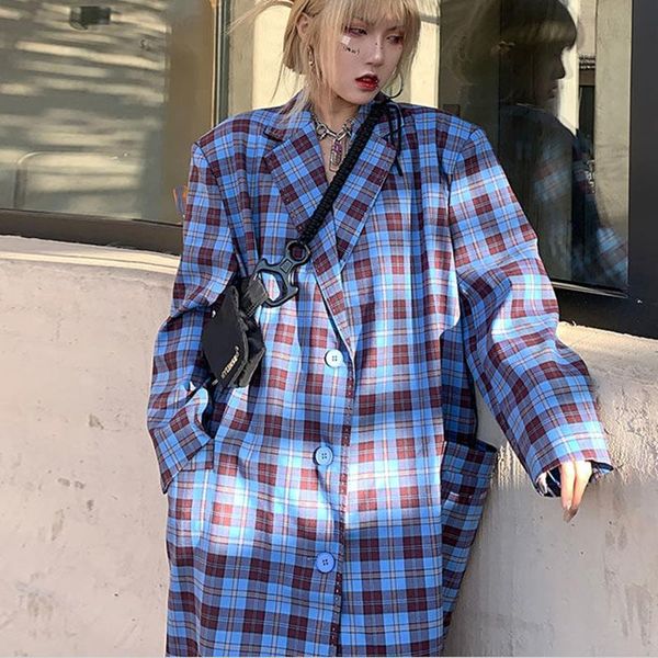 

women's trench coats hstar british retro windbreaker female design stitching color contrast mid-length plaid spring autumn casual women, Tan;black