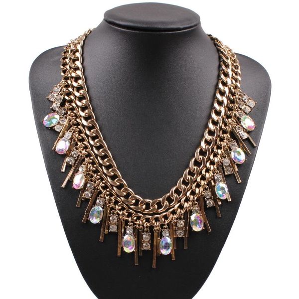

pendant necklaces arrival design fashion chain necklace brand bib crystal chunky statement for women jewelry wholesale, Silver