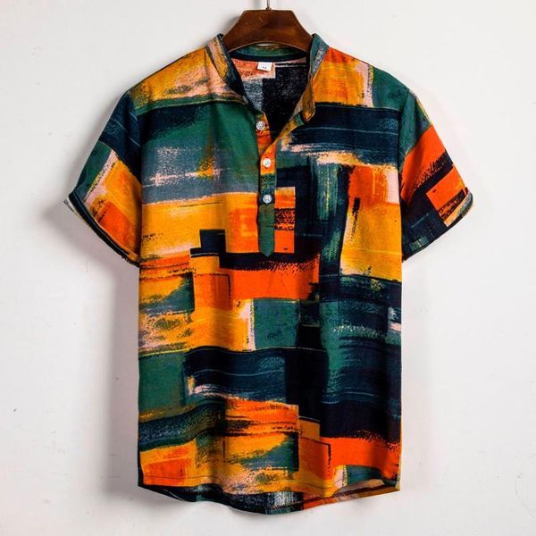 

men's casual shirts mens hawaiian shirt male fashion printed beach short sleeve cotton streetwear clothing #g40, White;black