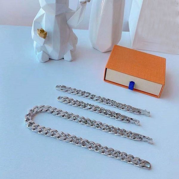 

luxury cuff designer bracelet fashion jewelry silver titanium steel necklace lovers personalized hip hop supply, White
