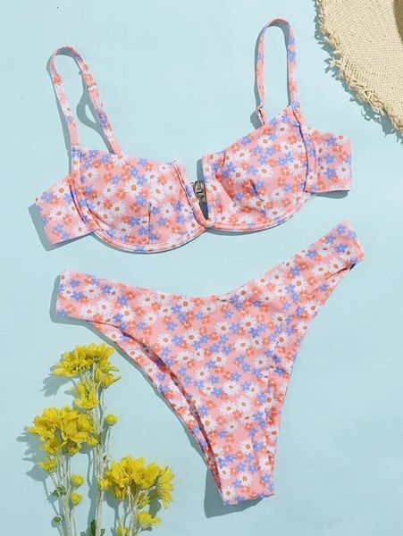 

2021 swimsuit printed bikini split women' swimsuit bikini, Red;black