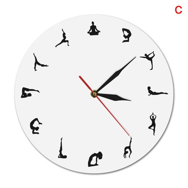 

wall clocks yoga postures clock fitness flexible girl silent modern home office decor dnj998