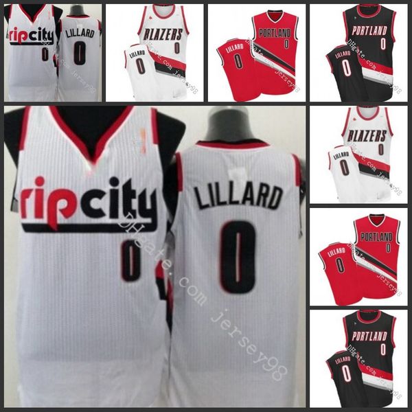 

portland trail blazers men #0 damian lillard retro basketball jersey, Black
