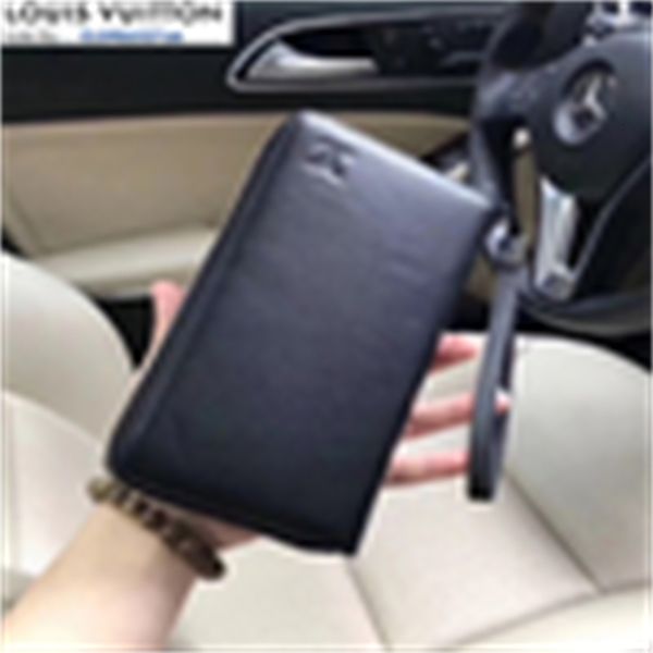

wallet luxury m60014 flat zip wallet men real leather long brand chain wallets compact purse clutches evening key card designer holders, Red;black