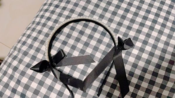 

hair clips & barrettes diadema con lazo de perlas hepburn retro elegante alta calidad temperamento hadas negro, Golden;silver