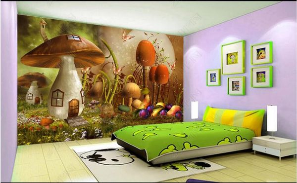 

3d wallpaper on the wall custom p mural fantasy cartoon big tree deep forest mushroom children's room home decor wallpaper for walls in