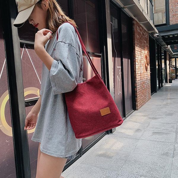 

evening bags canvas bag linen cloth shoulder large-capacity portable bucket