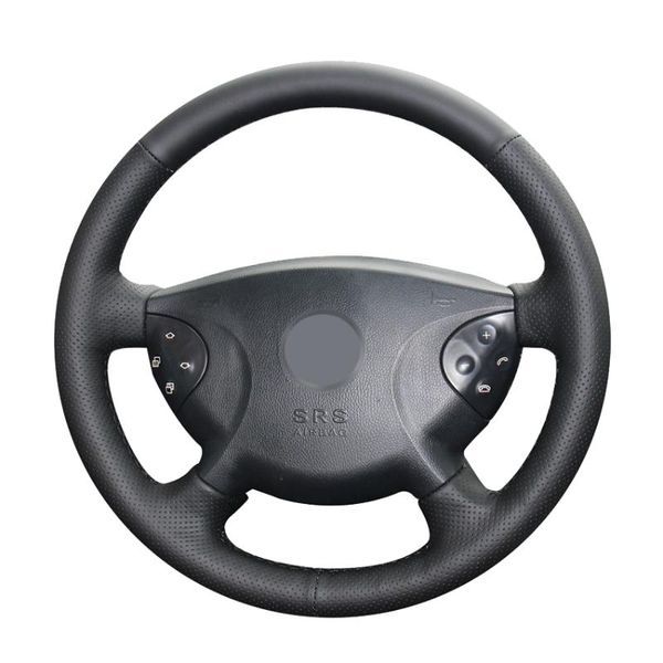 

steering wheel covers black artificial leather hand-stitched car cover for - w210 e240 e63 e320 e280 2002-2005