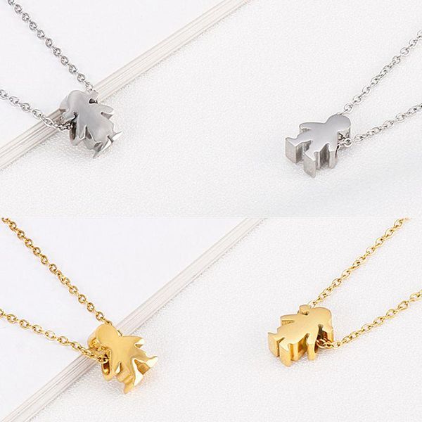 

boy girl kid pendant women necklace name date child family jewelry engraved stainless steel gold color necklaces, Silver