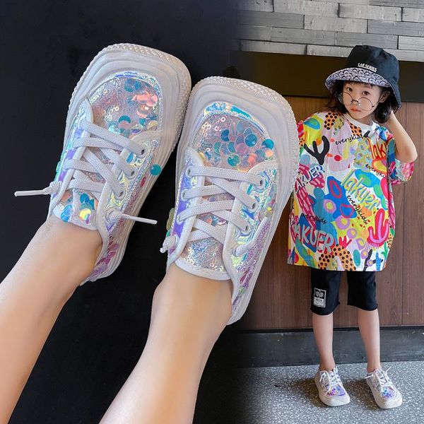 

athletic & outdoor girls' shoes summer 2021 children's fashion trendy brand sports boys casual sequined flats non-silp, Black