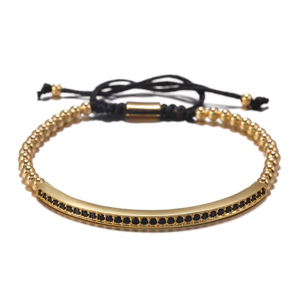 

single row zircon micro pave crescent charm bracelet gold silver gun metal plated copper beads bracelets, Golden;silver