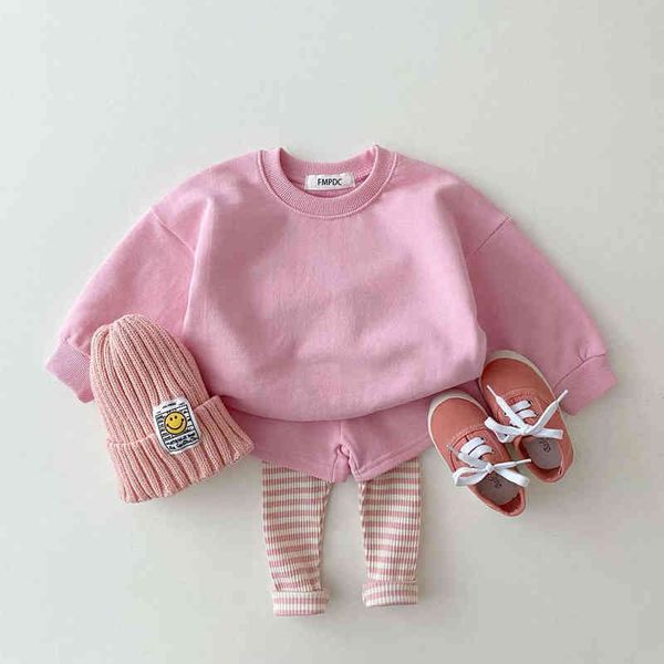 Koreli Bebek Giysileri Erkek Kızlar Şeker Renk Sweatshirts+Pantolon 2 PCS Setler Trailtsits Sıradan Moda Çocuk Çocuk Giyim Setleri