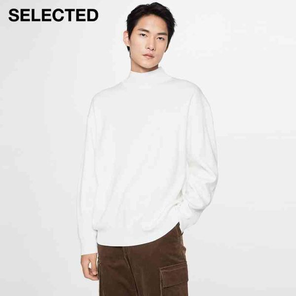 

selected men'snew drop-shoulder stretch loose o-neck casual turtleneck sweater|420424042, Black