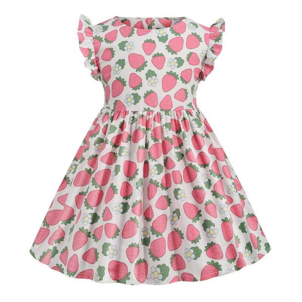 

summer 2021 party dress for kids girl birthday 2 year old baby clothes age 3 4 5 6 7 8 years girl's dresses, Red;yellow