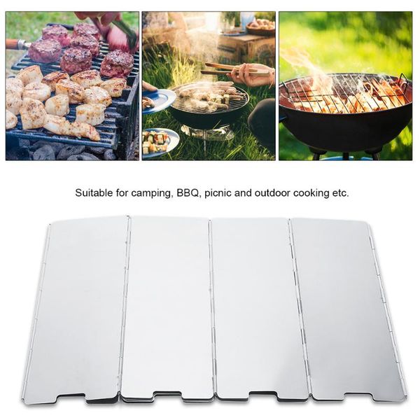 

tools & accessories 10pcs foldable burner windshield bbq stove aluminium alloy wind screen outdoor camping picnic cooking windy protector