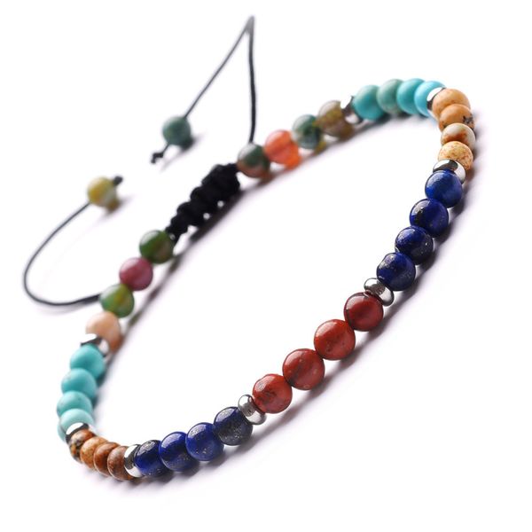 

4mm tiger's eye red stone blue gold pine woven bracelet small stainless steel spacer mix and match bohemian bracelet, Black
