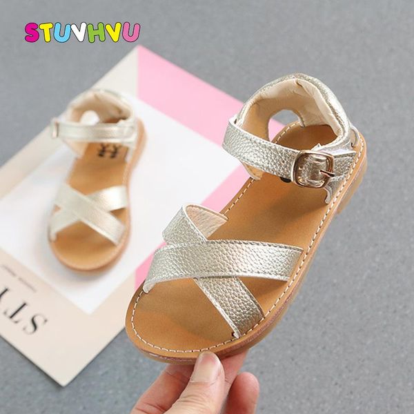 

summer children's sandals baby toddler boys and girls shoes cross leather comfortable soft bottom kids beach, Black;red