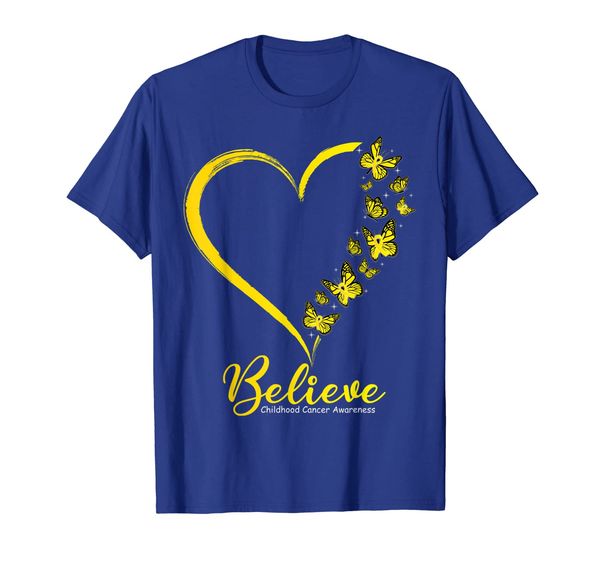 

Butterfly Believe Childhood Cancer Awareness Ribbon Tshirt, Mainly pictures