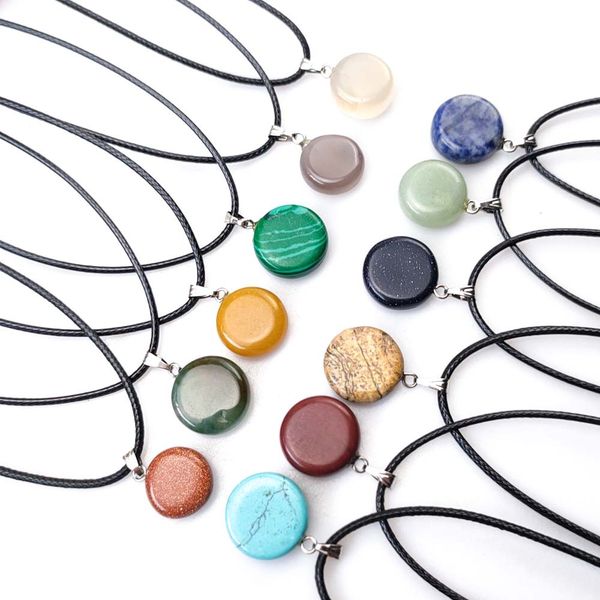 

fashion silver plated round healing crystal necklace opal turquoise natural stone pink quartz chakra necklaces jewelry