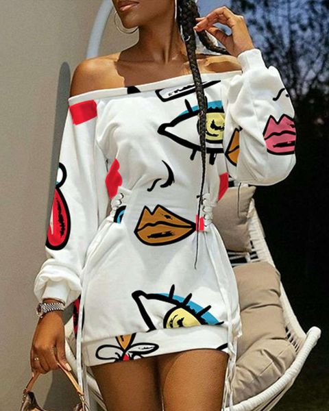 

white one-line collar printing street sweater, Black