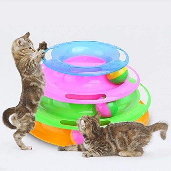 

cat toys funny pet toy crazy track ball turntable disk interactive amusement plate game play disc trilaminar kitten training tools