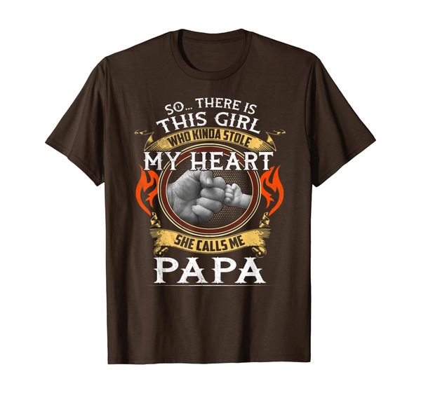 

father's day there is this girl...my heart she calls me papa t-shirt, White;black
