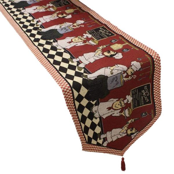 

table cloth american rustic style runner jacquard polyester cheerful chef design bed coffee runners