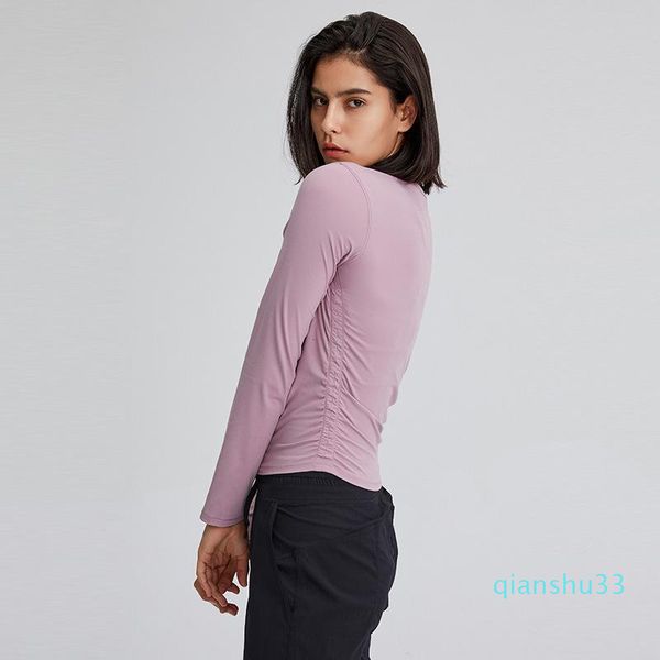 

long sleeve lu-162 sports fitness yoga tee wear for women gym femme jersey mujer running outfits03