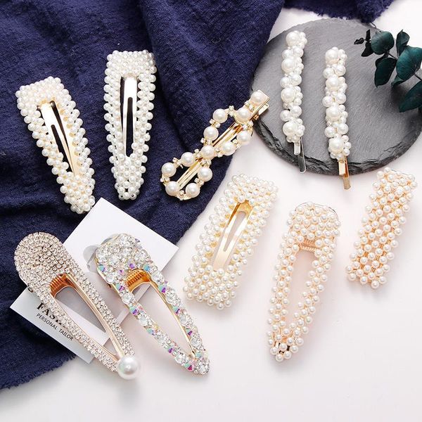 

full pearls hair clips women girls elegant pearl geometric crystal hairpins headbands barrettes fashion accessories1