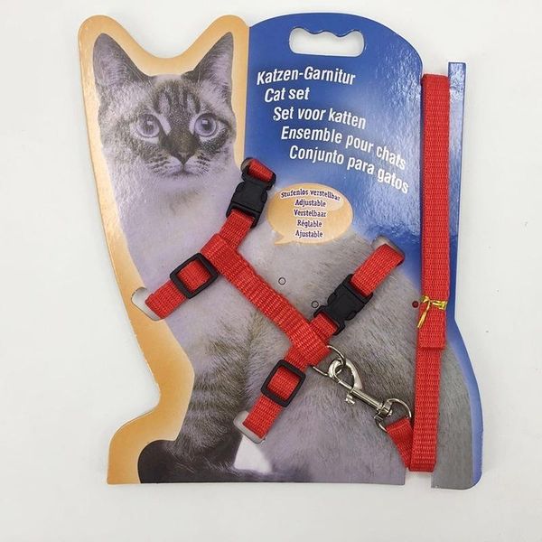 

cat collars & leads nylon dog pet puppy adjustable harness with lead leash 8 colors to choose toys chain interactive toy