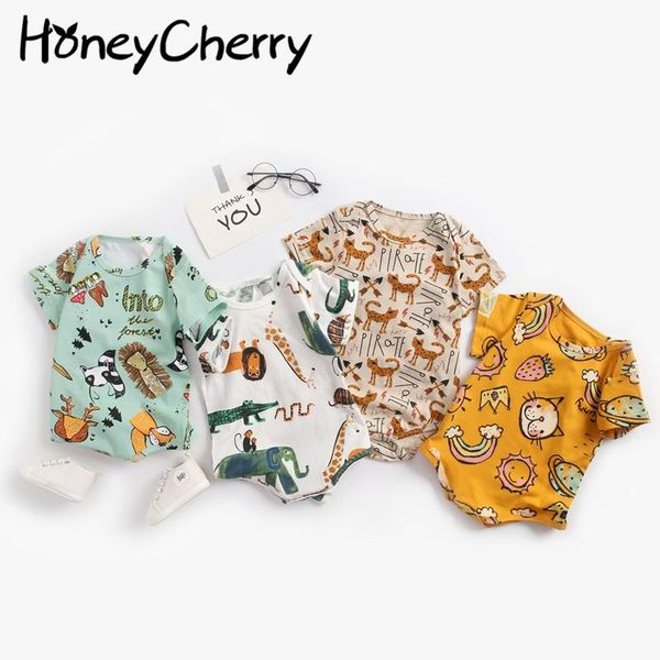 

cartoon baby leotard bodysuits clothes born animal print boy rompers, Blue