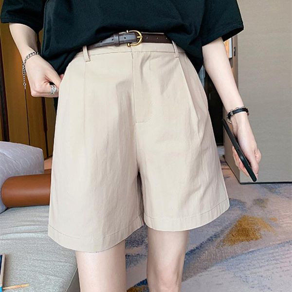 

women's shorts summer high waist wide leg large size loose slimming a- line five-point overalls pants for plump girls, White;black