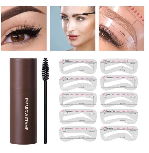 Kits de carimbos de sobrancelha Ibcccndc Shaping Makeup Pó para sobrancelhas à prova d'água Natrual para sobrancelhas em bastão Linha de cabelo Contorno Marrom Preto 3 cores