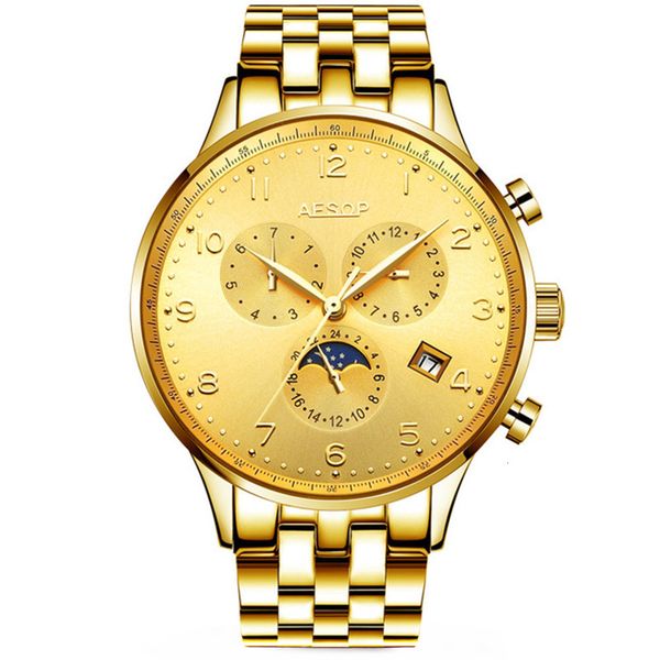 

aesop mechanical clocks men luxury brand lightweight rvs band wrist man automatic clock relogio, Slivery;brown