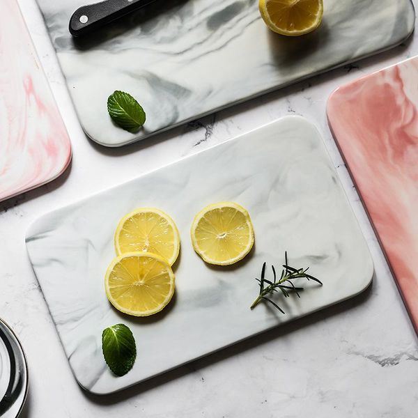 

dishes & plates nordic minimalist marbled ceramic tray rectangular dinner plate cutting board cake sushi western bread flat