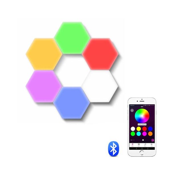 

app bluetooth coloful quantum lamp smart honeycomb hexagonal modular wall combination splicing bedroom bedside