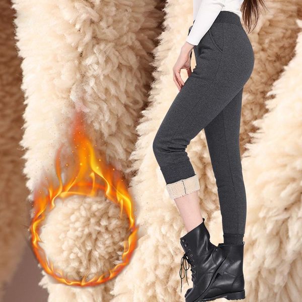

women's pants & capris high waist plus size casual velvet winter for women warm thick fleece sweatpants trousers black 5xl, Black;white